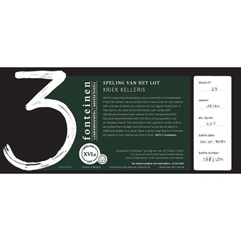 3 Fonteinen Svhl Kriek Kelleris 750ML BTL