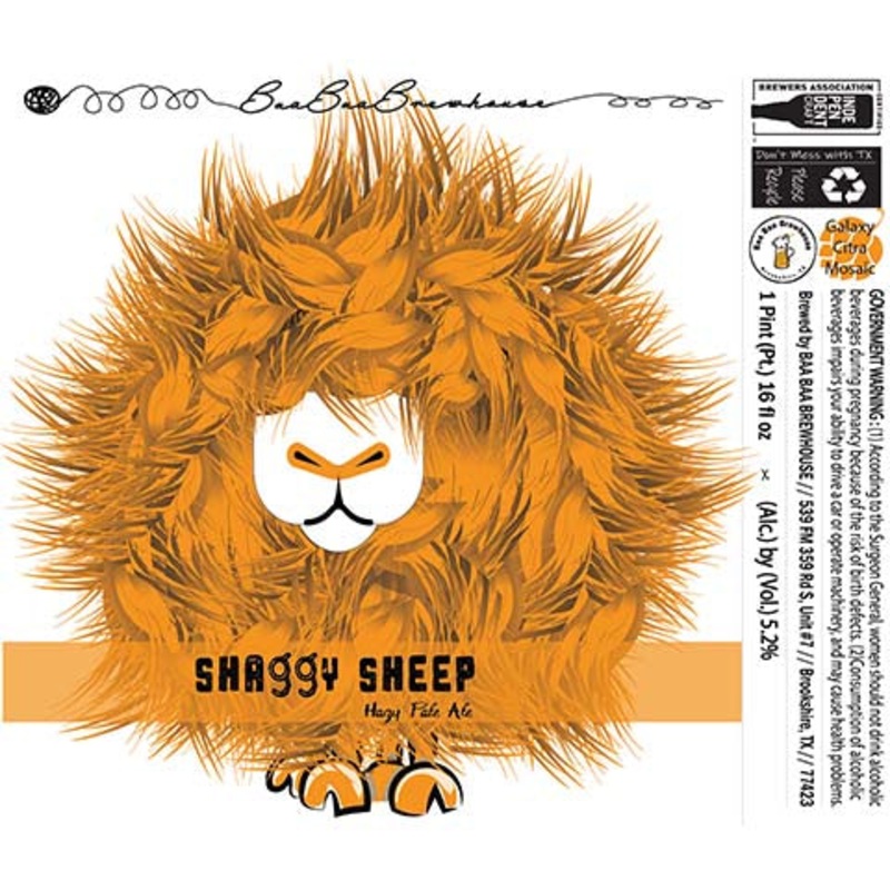 Baa Baa Shaggy Sheep Hazy Pale Ale (Galaxy, Citra, Mosaic) 16OZ SINGLE CAN
