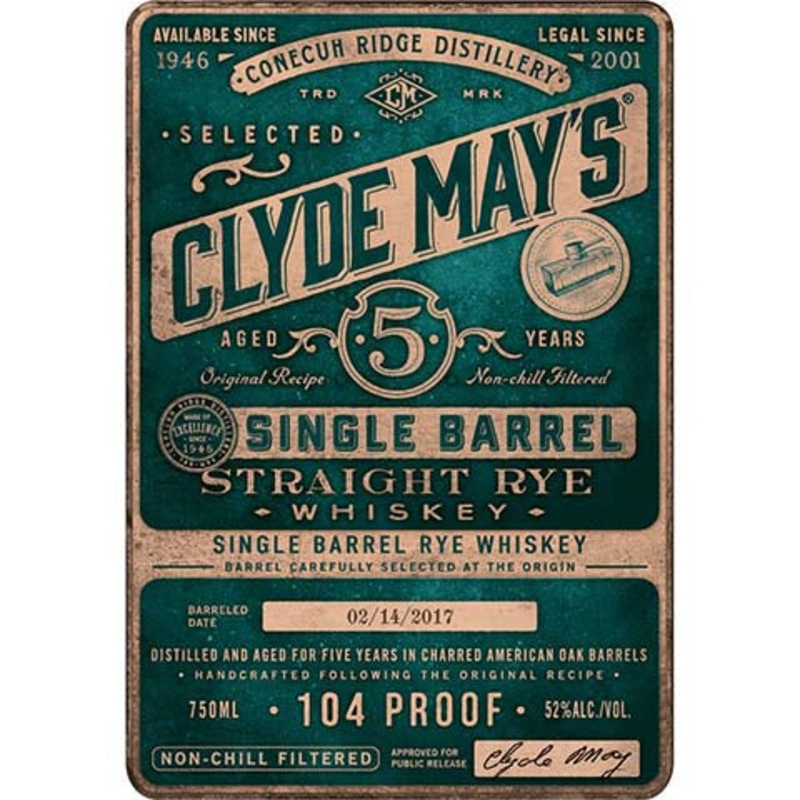 Clyde May's Aged 5 Years Single Barrel Straight Rye Whiskey 750ML BTL