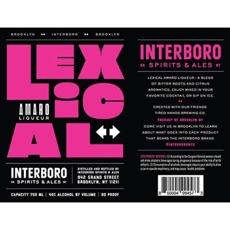 Interboro Lexical Amaro Liqueur 750ML BTL
