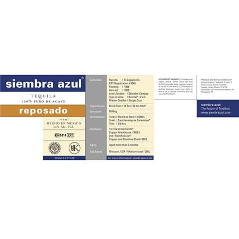 Siembra Azul Reposado Tequila 750ML BTL