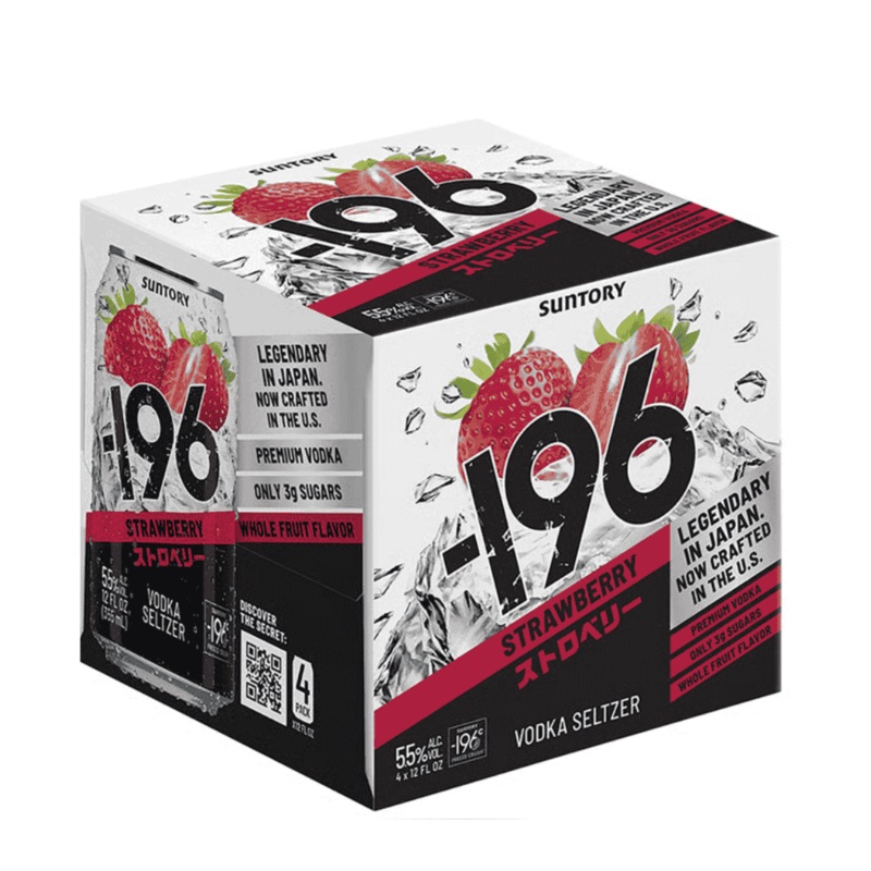 Suntory 196 Strawberry Vodka Seltzer 4pk 12oz Cans