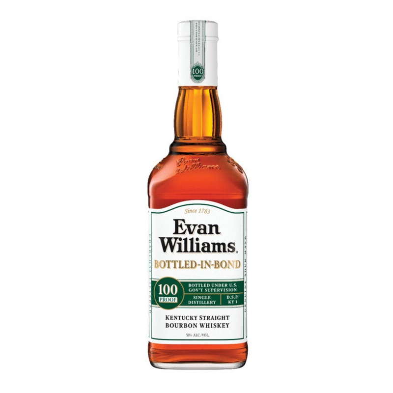EVAN WILLIAMS STRAIGHT BOURBON WHITE LABEL BOTTLED IN BOND 100 750ML 750ML