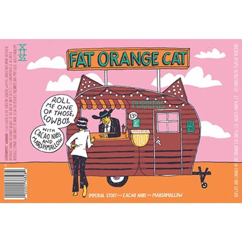 Fat Orange Cat Roll Me One of Those, Cowboy, With Cacao Nibs and Marshmallow Imperial Stout 16OZ SINGLE CAN