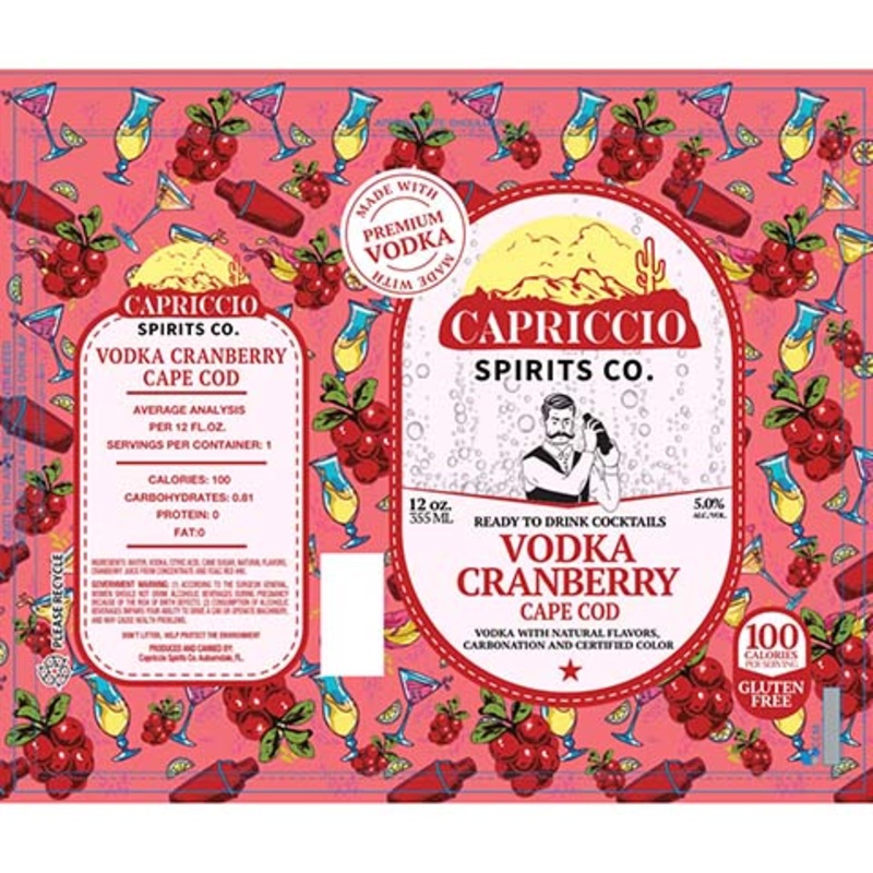 Capriccio Vodka Cranberry Cape Cod 12OZ SINGLE CAN