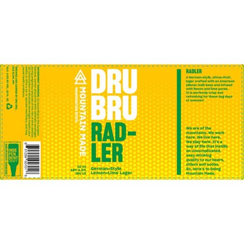 Dru Bru Radler German Lager 12OZ SINGLE CAN
