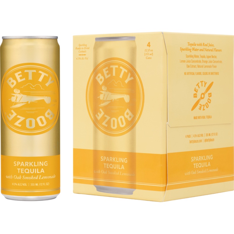 Betty Booze Sparkling Tequila w/ Oak Smoked Lemonade 4 Pack