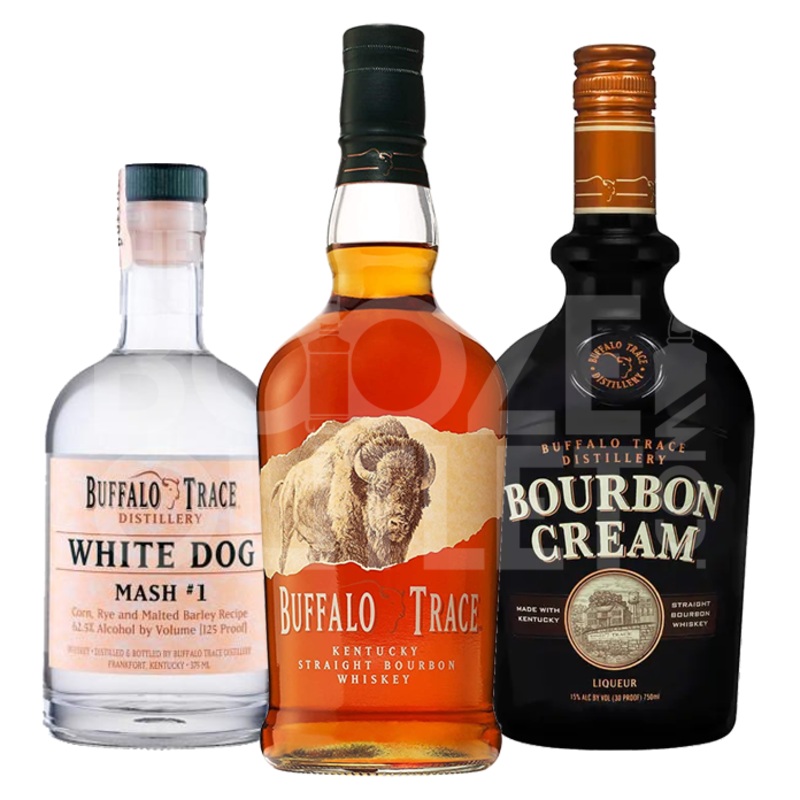 Buffalo Trace Bourbon & Bourbon Cream Liqueur & White Dog Mash #1 Bundle