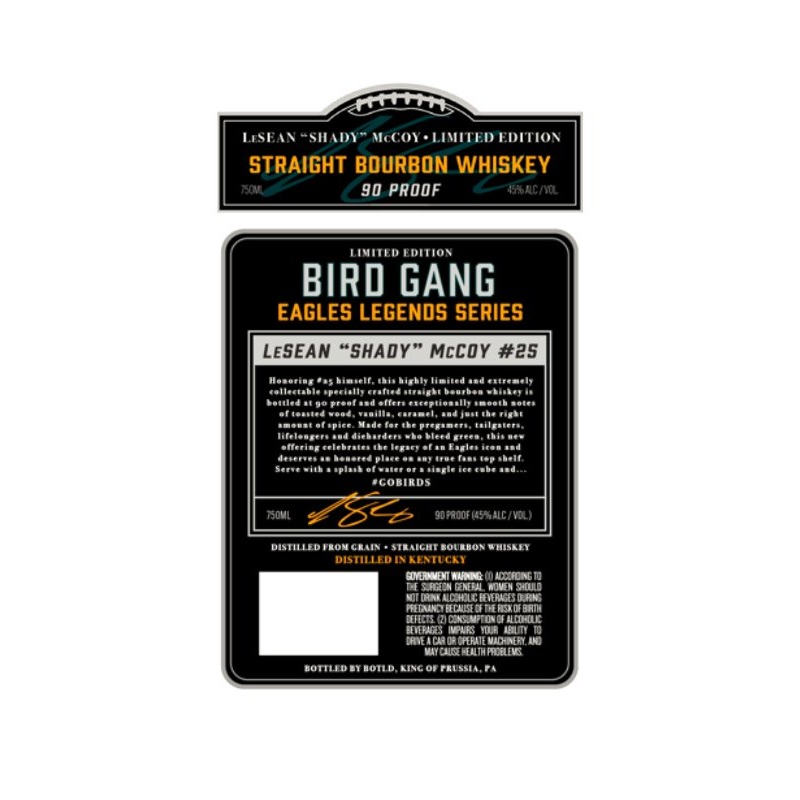 Bird Gang LeSean "Shady" McCoy Limited Edition Straight Bourbon Whiskey