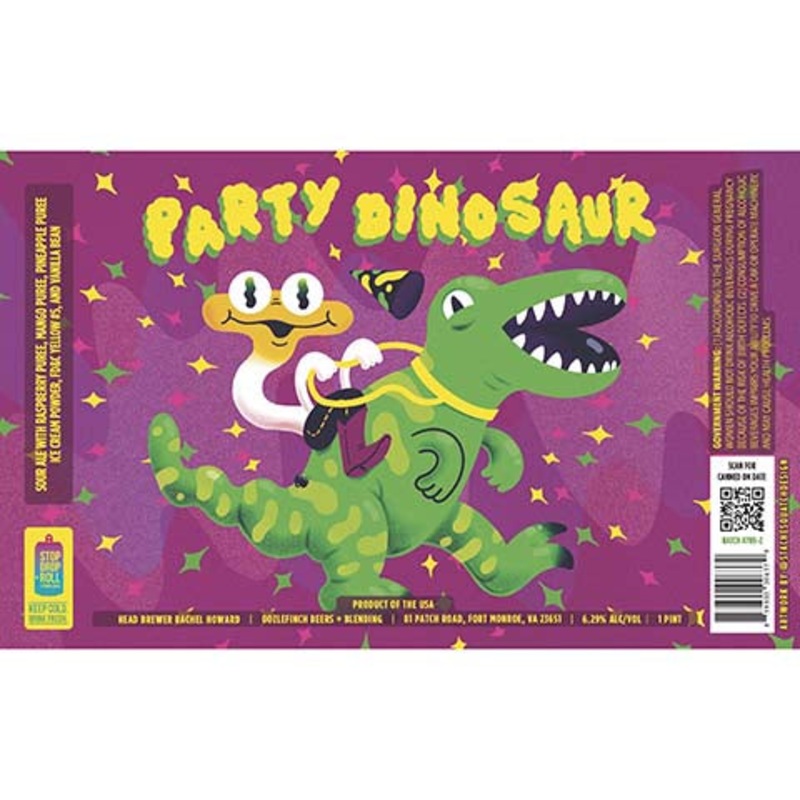 Oozlefinch Party Dinosaur Sour Ale (Raspberry, Mango, Pineapple) 16OZ SINGLE CAN