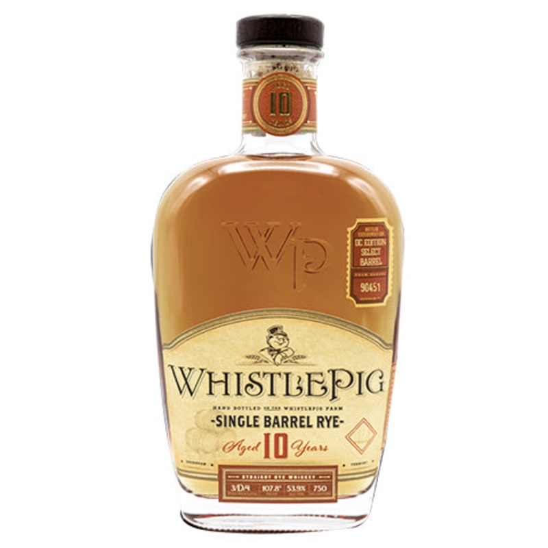 WhistlePig 10yr "HCB's DC Edition Select Barrel" Straight Rye Whiskey 750ML BTL