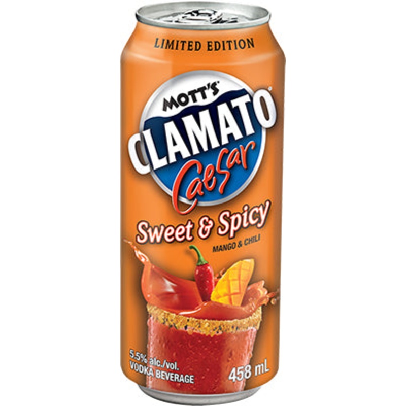 MOTT'S CLAMATO CAESAR SWEET AND SPICY 473 ML SINGLE CANS