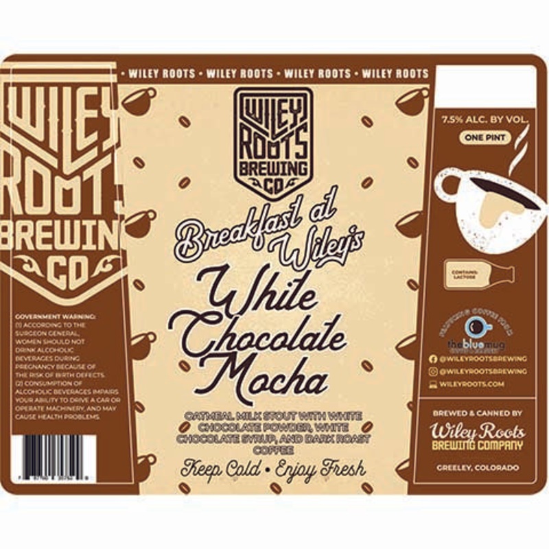 Wiley Roots Breakfast at Wiley's White Chocolate Mocha Oatmeal Milk Stout 16OZ SINGLE CAN