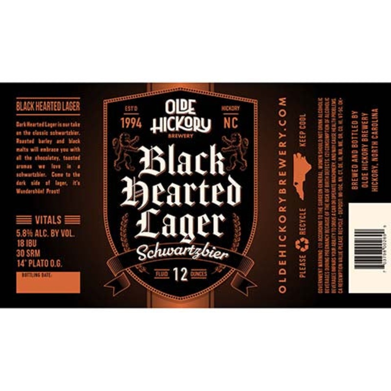 Olde Hickory Black Hearted Lager Schwartzbier 12OZ SINGLE BTL