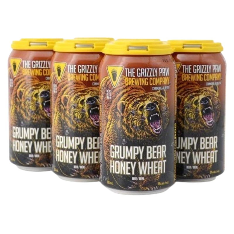 GRIZZLY PAW GRUMPY BEAR HONEY WHEAT ALE 355ML 6PK CAN @ MacTaggart Ridge [1005340] 2130 ml
