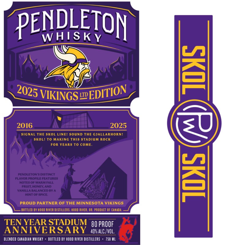 Pendleton Whisky 2025 Minnesota Vikings Limited Edition | Ten-Year Stadium Anniversary Bottle