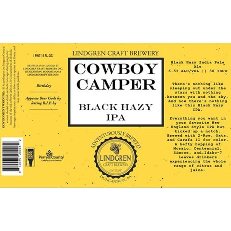 Lindgren Cowboy Camper Black Hazy IPA 16OZ SINGLE CAN