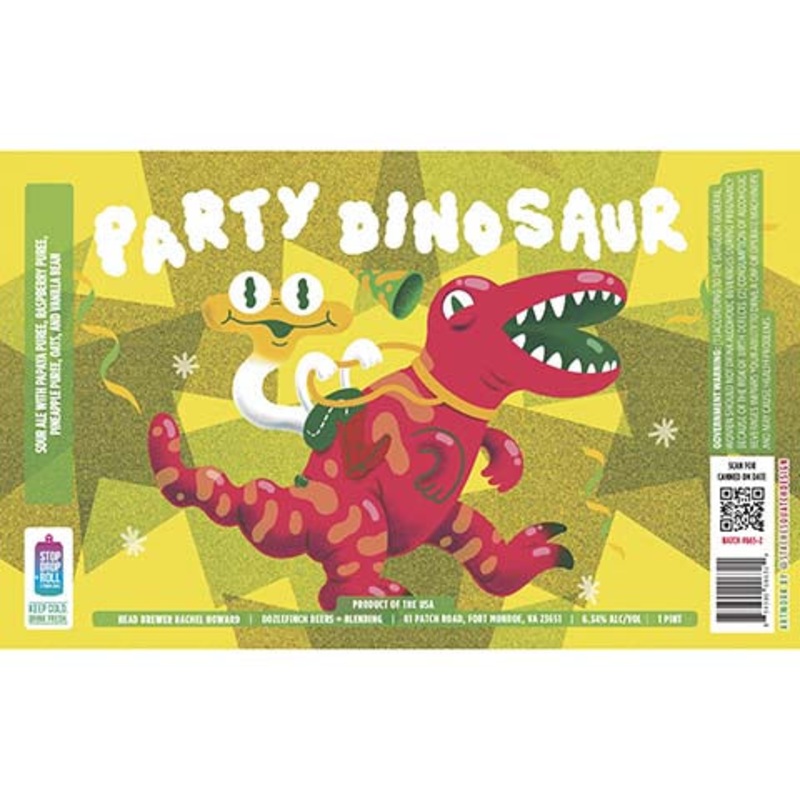Oozlefinch Party Dinosaur Sour Ale (Papaya, Raspberry, Pineapple) 16OZ SINGLE CAN