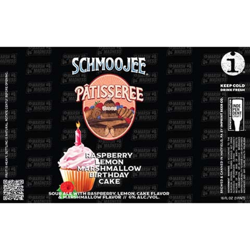 Imprint Schmoojee Patisseree Raspberry Lemon Marshmallow Birthday Cake Sour Ale 16OZ SINGLE CAN