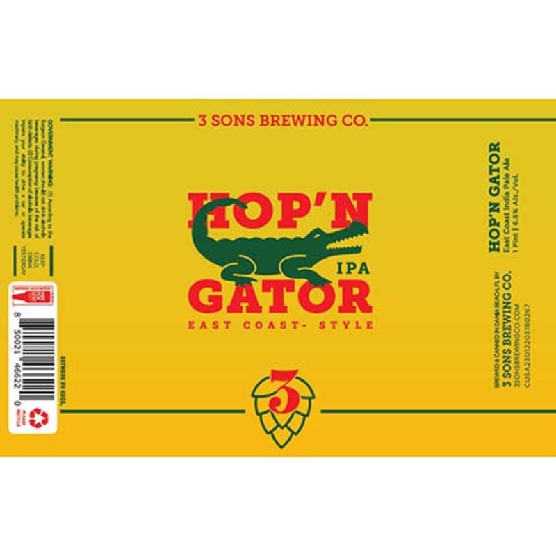 3 Sons Hop'n Gator East Coast IPA 16OZ SINGLE CAN