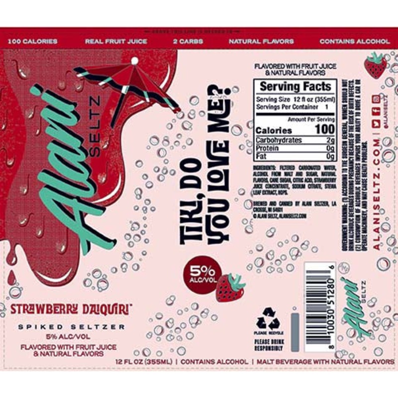 Alani Seltz Strawberry Daiquiri Spiked Seltzer 12OZ SINGLE CAN