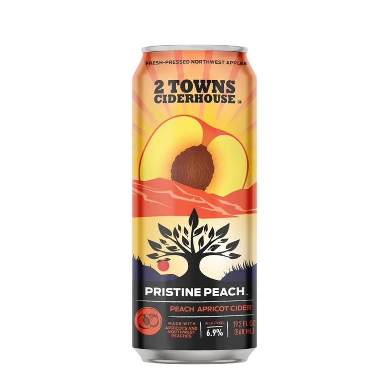 2 Towns Ciderhouse Pristine Peach Apricot Cider 19.2 fl oz