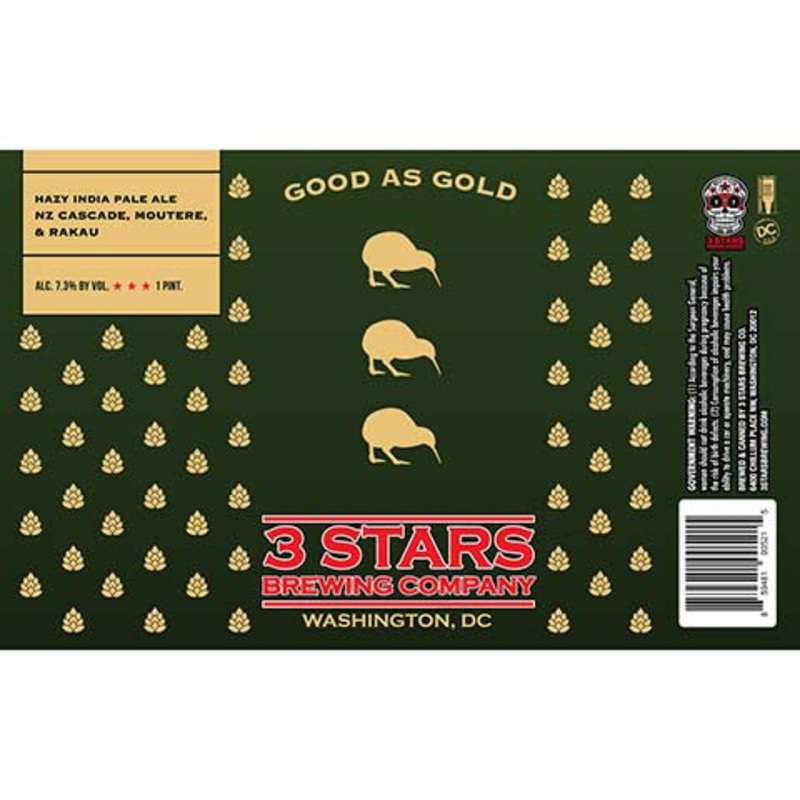 3 Stars Good As Gold Hazy IPA 16OZ SINGLE CAN