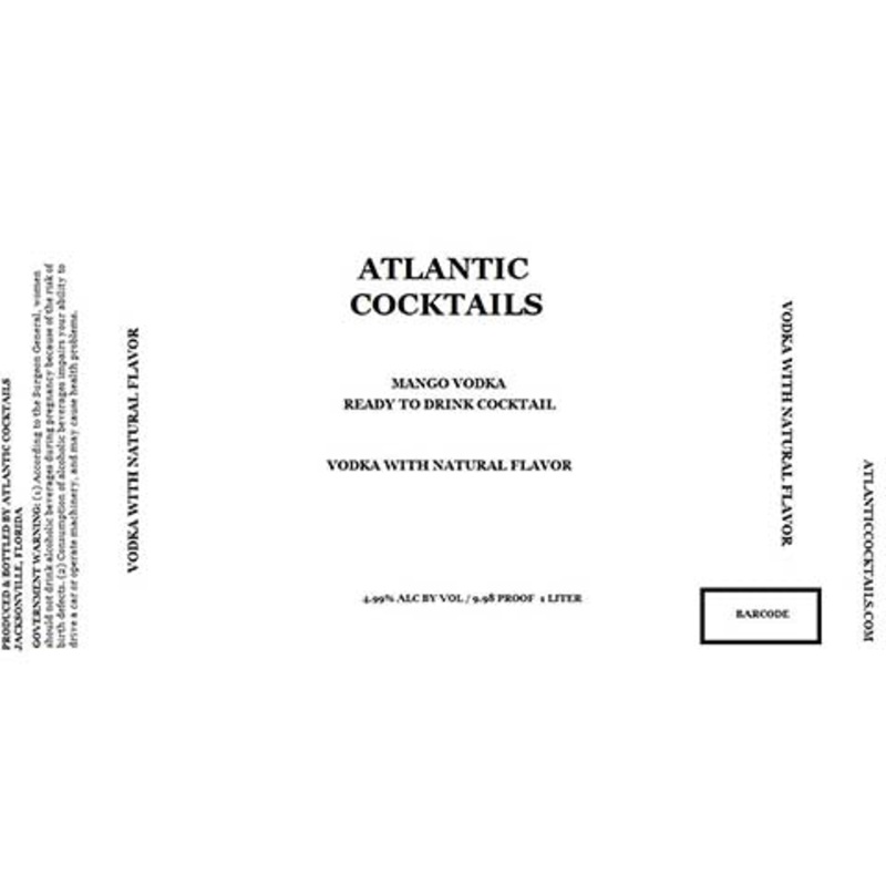 Atlantic Cocktails Mango Vodka 1L BTL