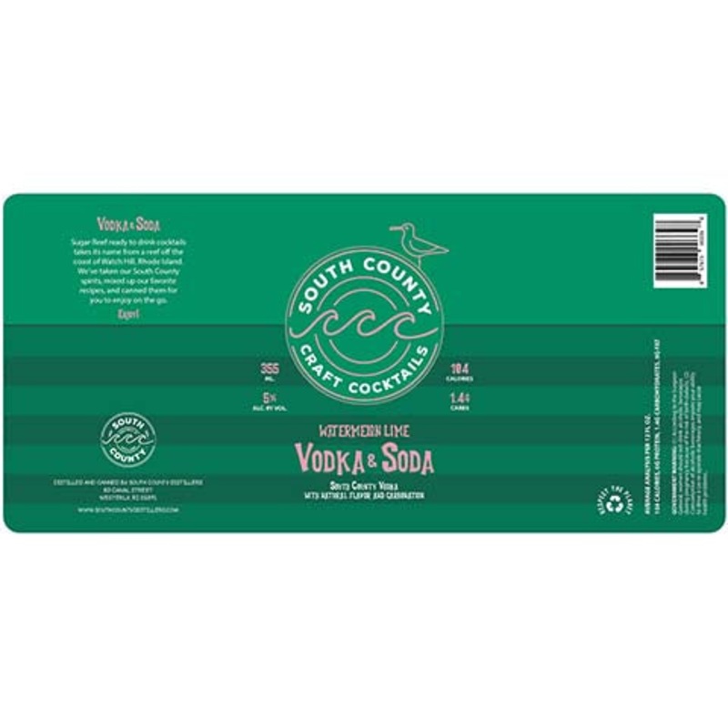 South County Watermelon Vodka & Soda 12OZ SINGLE CAN