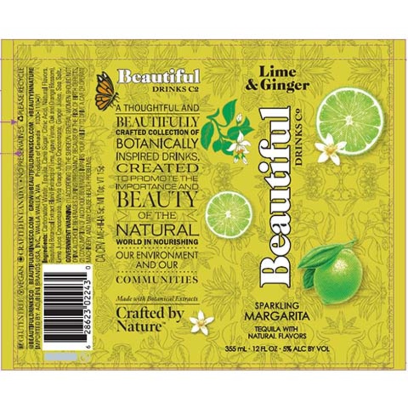 Beautiful Drinks Lime & Ginger Sparkling Margarita 12OZ SINGLE CAN
