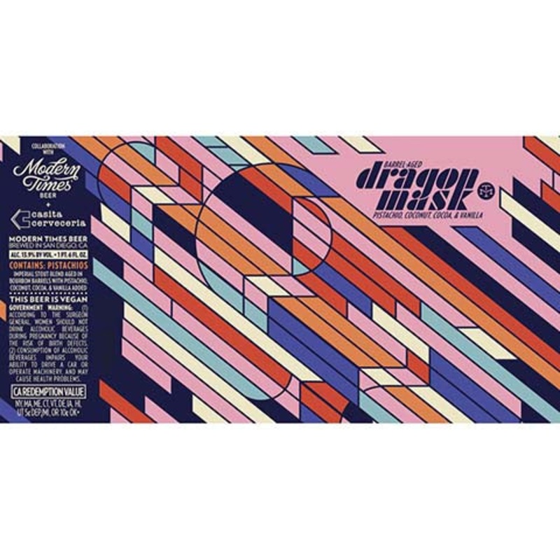 Modern Times Barrel-Aged Dragon Mask Pistachio, Coconut, Cocoa & Vanilla Imperial Stout 22OZ SINGLE CAN