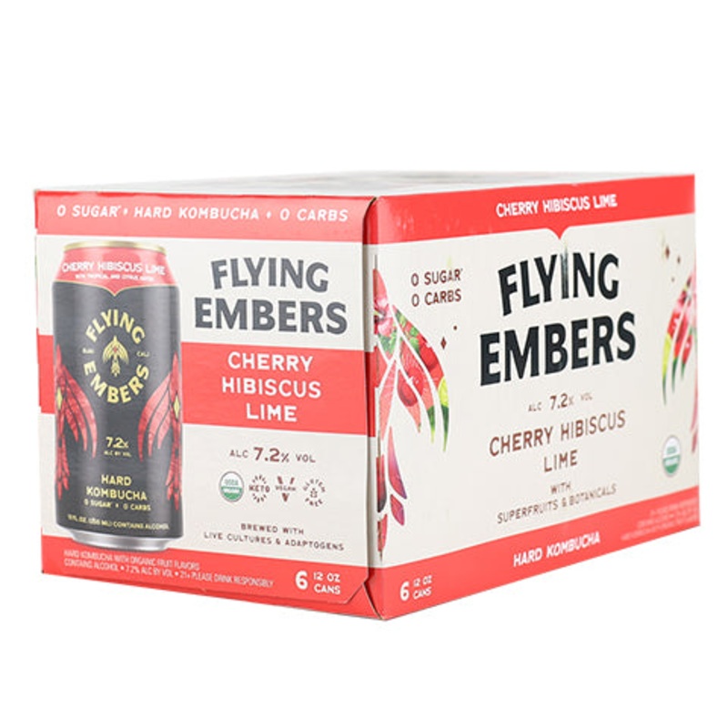Flying Embers 'Cherry, Hibiscus & Lime' Hard Kombucha 6PK 12OZ CAN